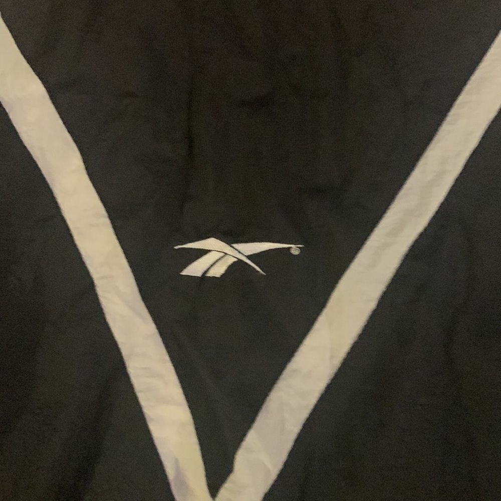Reebok Black Windbreaker Jacket with White Chevron Stripes - Picture 5 of 5
